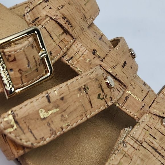 Vionic Radia Sandal Shoe 2" Wedge Heel Brown Cork Adjustable Women's 6 Slip On - Picture 7 of 16